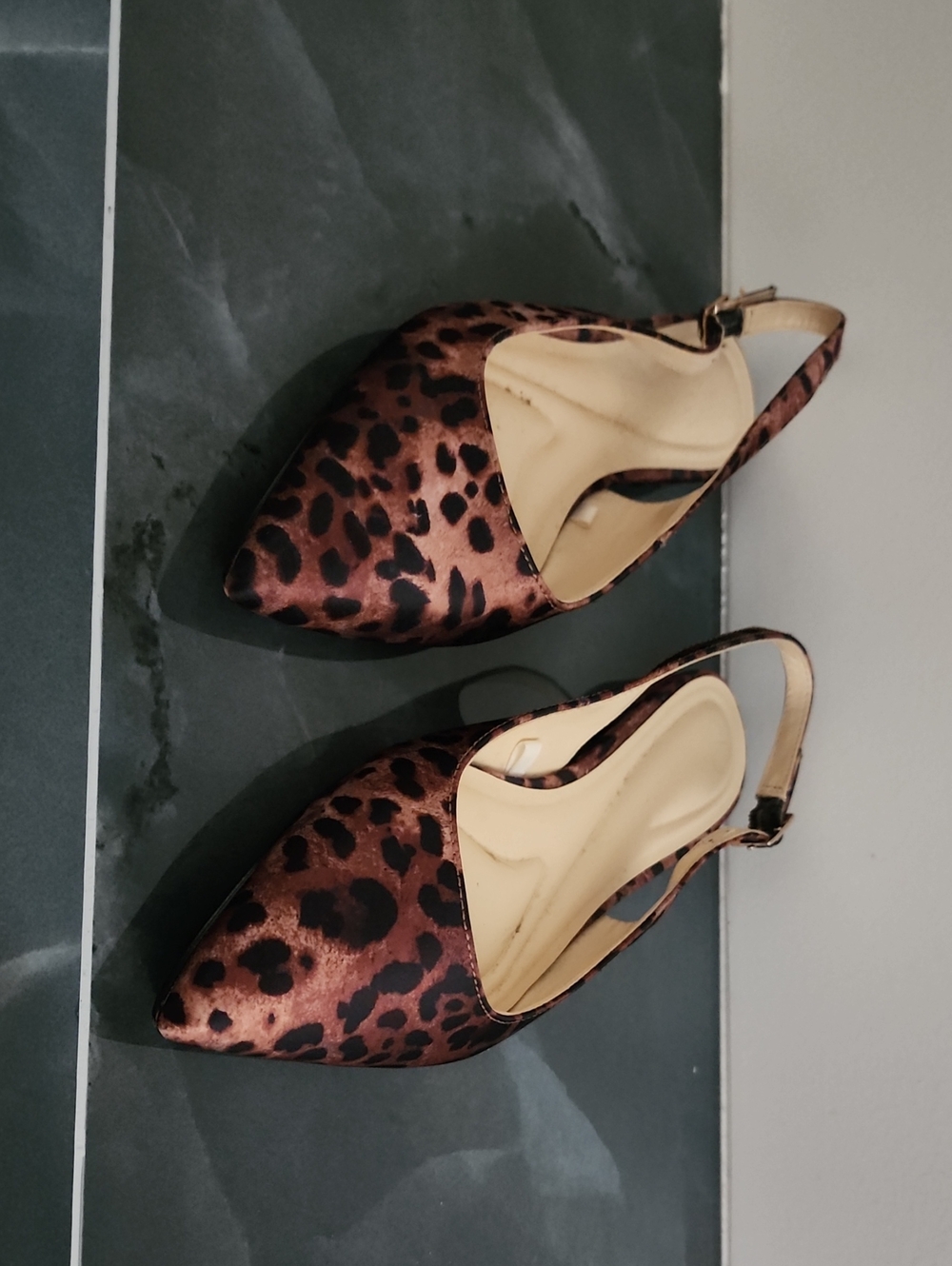 Jessica Simpson Leopard-Print Pointed Slingback Flats - Brown & Black